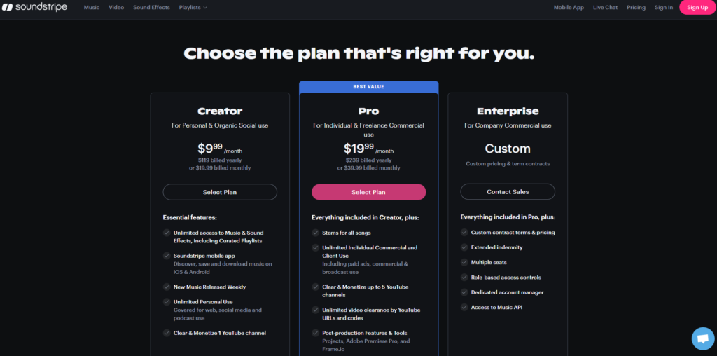 Artlist: Sound Stripe Pricing